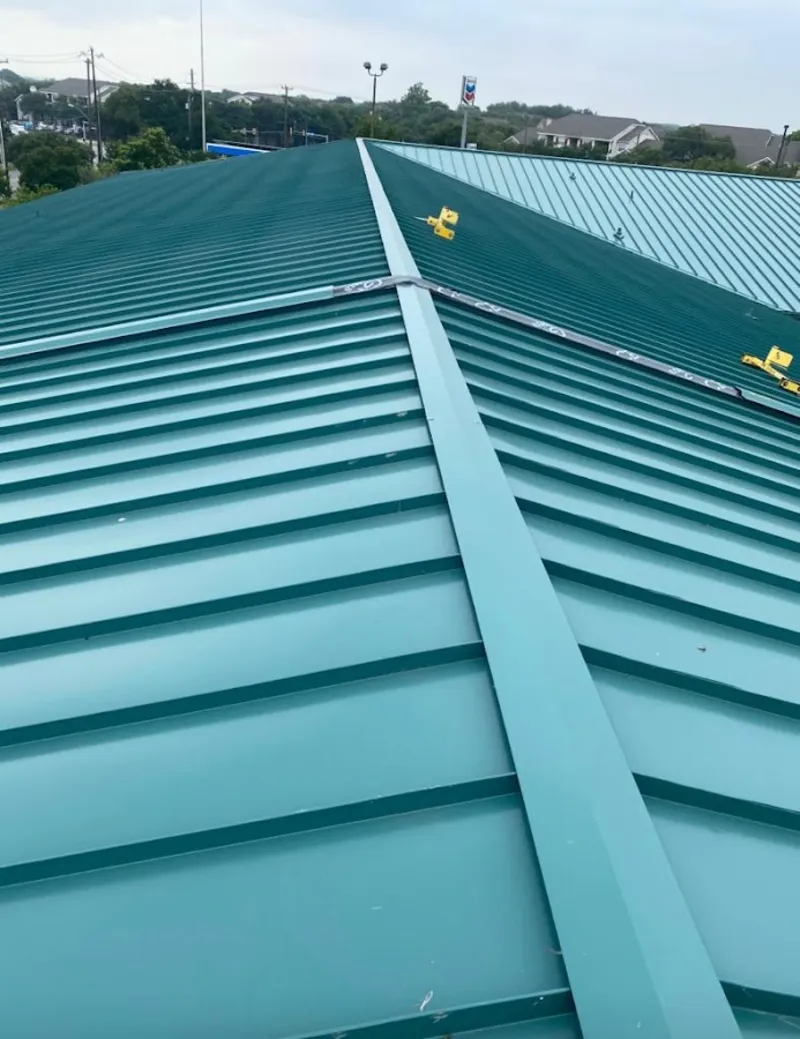 Green commercial metal roof ridge and valley for Metal Roof Repair in Edgemoor
